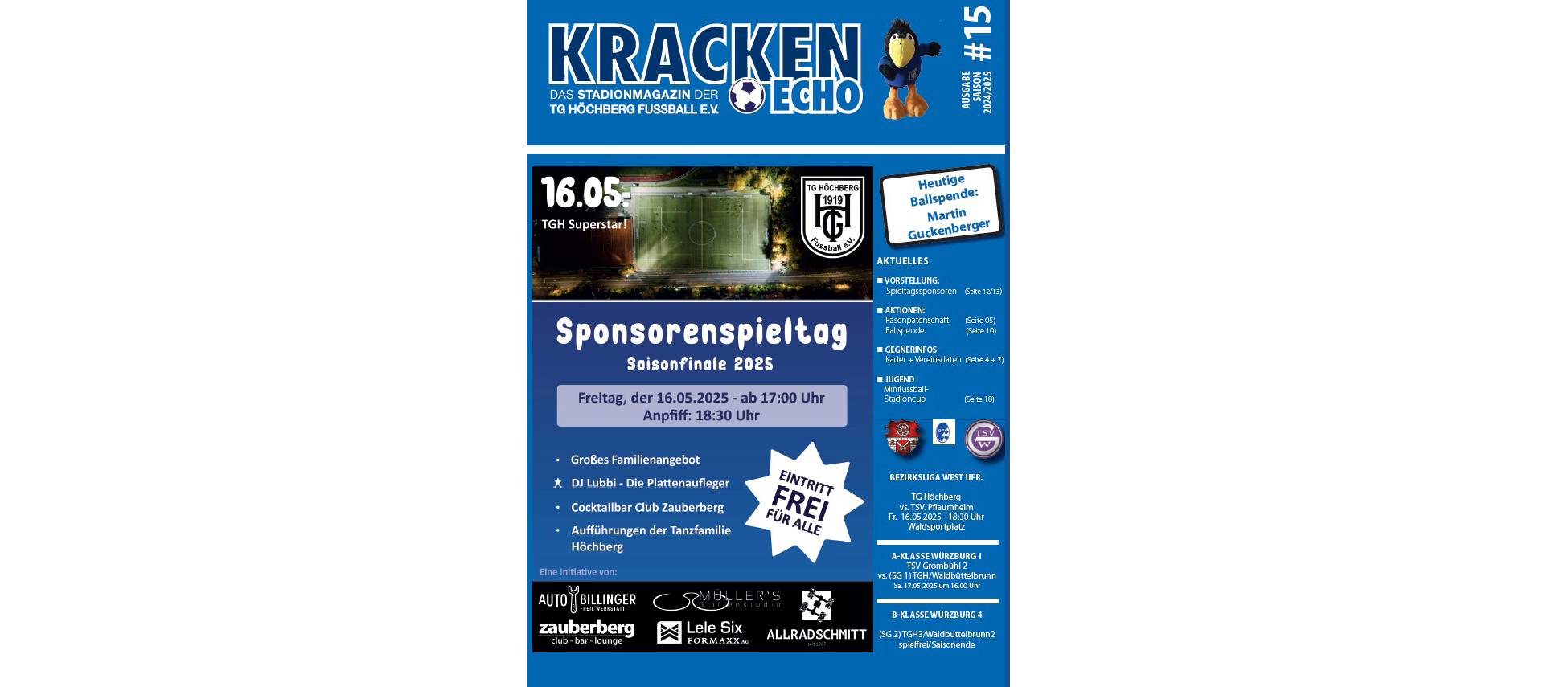 Kracken-Echo zum Sponsorenspieltag online