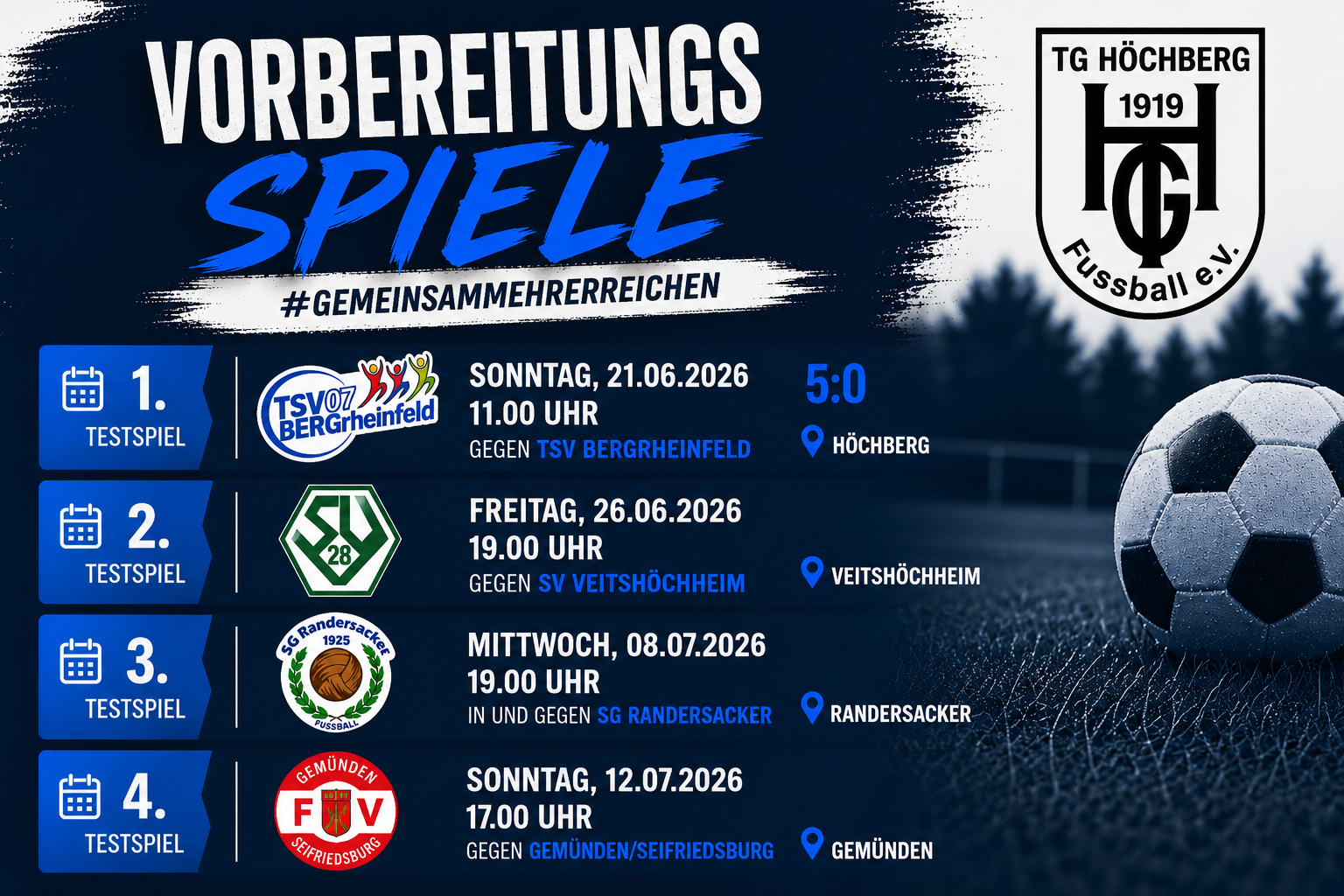 Vorbereitungsspiele der 
1. Mannschaft